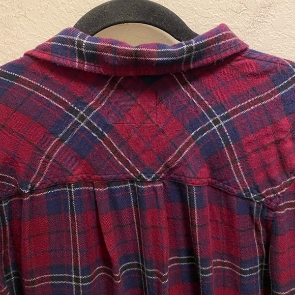 Rails Dylan Button Down Flannel In Oxblood/Navy Size M - Picture 11 of 12